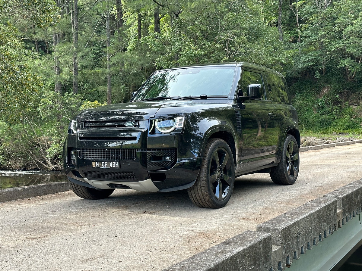 Land rover defender 90 on bridge